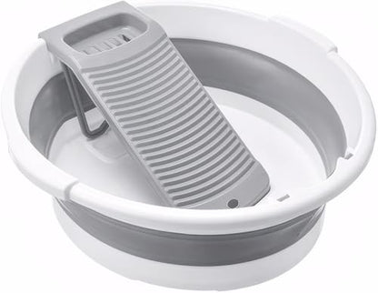 Large Collapsible Washboard Basin for Hand Washing Clothes - Portable Laundry Tub with Scrubber, Durable & Sturdy, Foldable Space-Saver, Ideal for Home, Travel, and Camping (Gray) - color: Gray