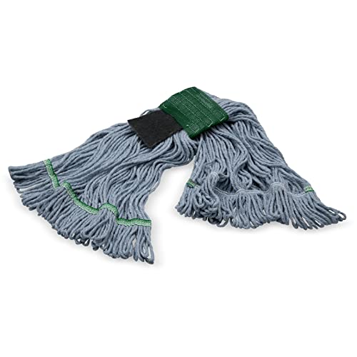 SPARTA Flo-Pac Acrylic Mop Head, Loop-Ended, Wide Band with 5" Green Band and Scrubber for Organized Cleaning, Medium, Blue - color: Blue, size: Medium (Pack of 1)