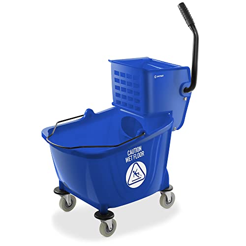 Dryser Commercial Side Press Wringer Combo Mop Bucket, 33 Quart, Blue - color: Blue