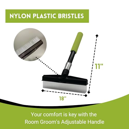 Small Room Groom Carpet Rake, 11" Handle, Portable Carpet Brush for Pet Hair, High Pile Rugs, Stairs, Furniture & Artificial Turf, Compact Groomer Tool - style: Modern