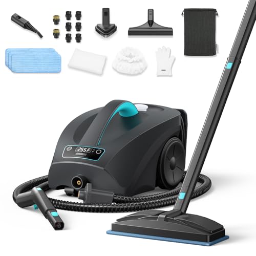 Steam Cleaner: 40s Fast Heating-0.66Gal (2.5L) Large Tank-21 PCS Kit-No Cooling-Refill Anytime-Detachable Hose Steamer Mop for Home Grout Tile Shower Floor Cleaning Black - color: Black