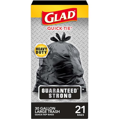 Glad Trash Bags, Strong Quick-Tie Large Garbage Bags - 30 Gallon - 21 Count (Package May Vary) - size: 21 Count (Pack of 1)