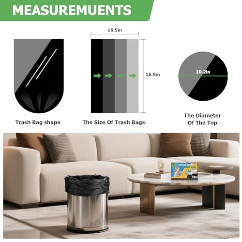 Compostable Trash Bag 1.6 Gallon - Black Unscented Strong Thick Tiny Garbage Bags Tear Resistant & Odor Control, Perfect for Small Wastebaskets in Office, Kitchen, or Nursery heihaily - style: Bio-1.6Gal-Black100