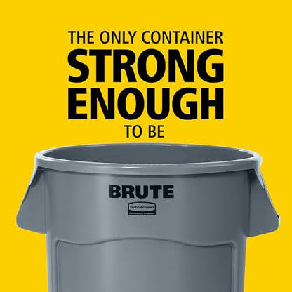 Rubbermaid Commercial Products BRUTE Heavy Duty Round Trash Can, High Visibility Garbage Can, 32 Gal, Orange, for Landscapers/Construction/Restaurants/Back of House/Offices