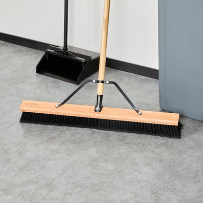 Restaurantware-BROOM HEAD ONLY: Clean Tek Professional 30-Inch Broom Head, 1 Heavy-Duty Push Cleaning Tool - Handle And Brace Sold Separately, Fine Plastic Bristles, Wooden, Commercial Use - size: 30", style: Wood, with Fine Flagged Bristles