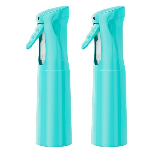 IMPORX Continuous Spray Bottle for Hair 2 Pack (10.1oz/300ml) Home Essentials Spray Bottles for Cleaning Empty Ultra Fine Water Mister Sprayer for Hairstyling Garden Plants Curly Hair Perfume, Cyan - color: Cyan