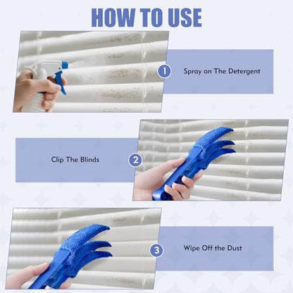 2 Pcs Blind Cleaner Duster Tool, Window Blind Duster Brush with 6 Microfiber Sleeves, Blinds Cleaner Tool for Window Blinds, Car Air Condition, Exhaust Vent