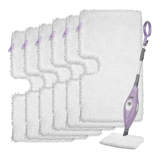 S3601 6 Pack Microfiber Steam Pocket Mop Pads Compatible for Shark Rectangle Mop Head S3500 Series S3501 S3601 S3550 S3901 S3801 SE450 S3801CO S3601D SE450 - color: 6 Pack White