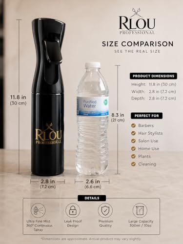 Continuous Spray bottle 300ml Ultra fine Mist Water sprayer for barbers, Hairstylist use