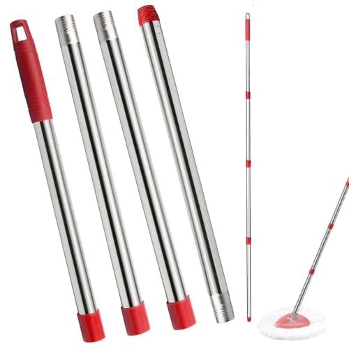 Spin Mop Replacement Handle, 4-Section 30-to-58 inch Mop Replacement Stick Compatible with Ocedar Mop Handle for Easy Wring Mop Refills, Germany Screw Joint(Mop Head&Base not Include) - color: Red, size: Mop Handle