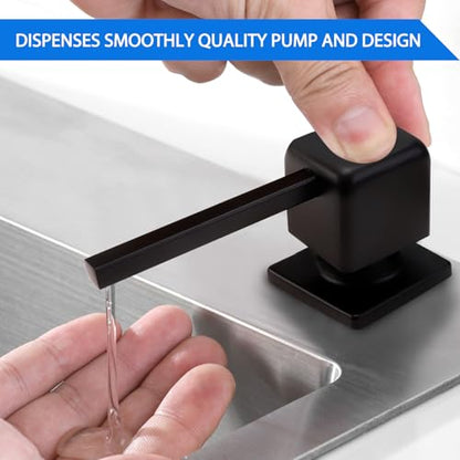 Bulit in Soap Dispenser Matte Black, Soap Dispenser for Kitchen Sink with 17 OZ Above The Sink Refillable Bottle Countertop Pump, Stainless Steel Pump Head Design - color: Matte Black-1