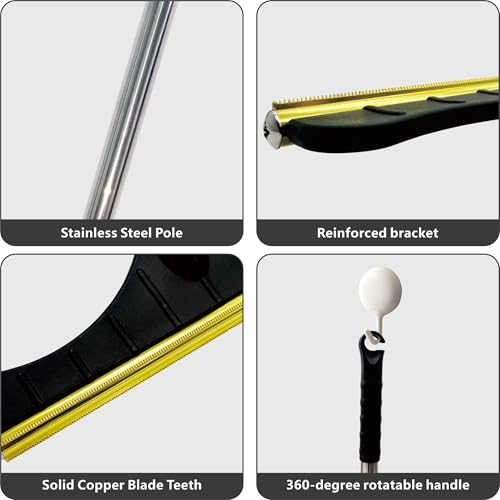 Premium Stainless Steel Pet Hair Removal Carpet Rake | Reusable Adjustable Pet Fur De-Shedding Tool for Carpets, Rugs, Upholstery & Auto Mats | Long Extendable Handle, Heavy-Duty Construction (Black) - color: Black