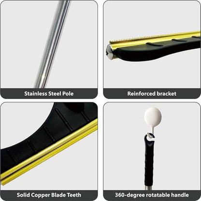 Premium Stainless Steel Pet Hair Removal Carpet Rake | Reusable Adjustable Pet Fur De-Shedding Tool for Carpets, Rugs, Upholstery & Auto Mats | Long Extendable Handle, Heavy-Duty Construction (Black) - color: Black