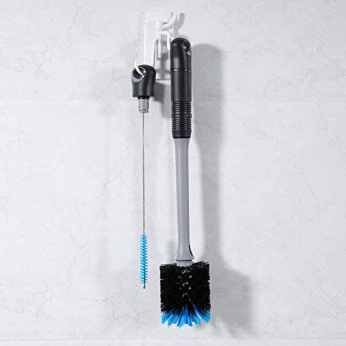 MOSOLAN 2-in-1 Water Bottle Brush and Straw Cleaner Brush, Long Handle Water Bottle Scrubbing Brush for Water Bottles, Glasswares, Mugs, Flasks, Tumblers and Kitchen Sink, Black, 1 Pack - color: Black, size: 1 Count (Pack of 1)