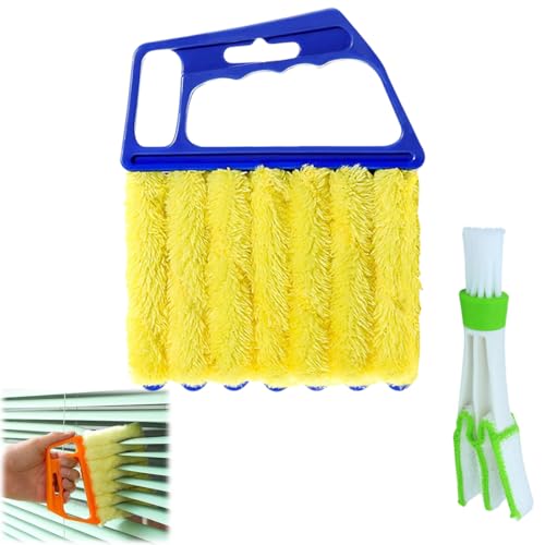 Blind Cleaner Duster Tool,Upgrade Detachable Window Blind Cleaner Tool,7 Fingers Dusting Cleaner Mini Blind Duster Brush for Wood Blinds Air Conditioner Vents Fans Car Vents Cleaning (Blue) - color: Blue