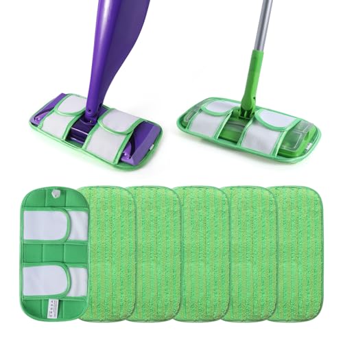 6 Pack Reusable Mop Pads for Swiffer WetJet Sweeper Mops, Microfiber Washable Floor Mop Refills Wet and Dry Use Replacement Pads for Hardwood, Tile, Laminate Floor Cleaning