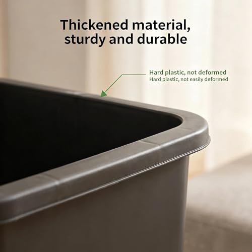 45 Gallon Wheeled Black Plastic Garbage Bin with Lid for Outdoor Use | Built-in rolling wheels enable easy moving around your patio, deck and garage with little effort