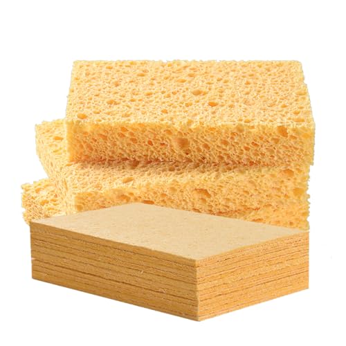 Mistifi Compressed Cellulose Sponges, Natural Plant-Based Kitchen Sponges, Super Absorbent Non-Scratch Cleaning Sponge for Dishes, Counters, Bathroom & More–Reusable Dish Sponges (12 Pack)