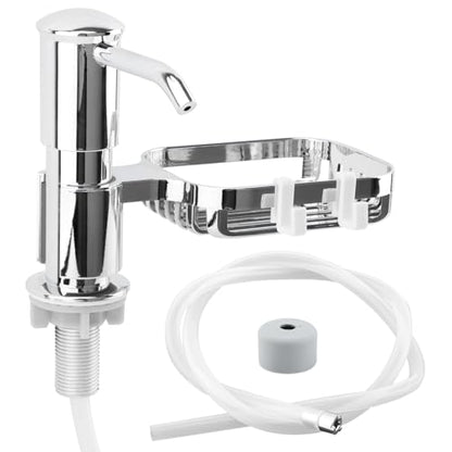 Soap Dispenser for Kitchen Sink, Built in Soap Dispenser Pump with Sponge Holder,Under Counter Brushed Nickel ABS Pump Head with 40" Extension Tube Kit(Silver) - color: Silver