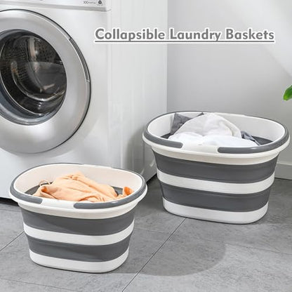 Collapsible Mop Bucket with Handles 4.2 Gallon Foldable Tub for Cleaning Large Silicone Pop Up Buckets Portable Collapse Camping Car Wash Basket for Space-Saving Storage - size: 4.2 Gallon - Bucket