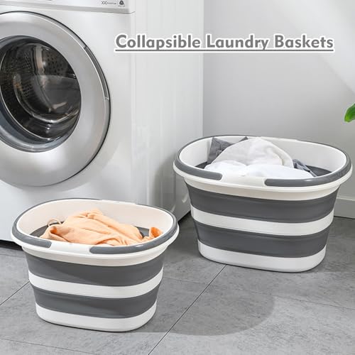 Collapsible Mop Bucket with Handles 7.4 Gallon Foldable Tub for Cleaning Large Silicone Pop Up Buckets Portable Collapse Camping Car Wash Basket for Space-Saving Storage - size: 7.4 Gallon - Bucket