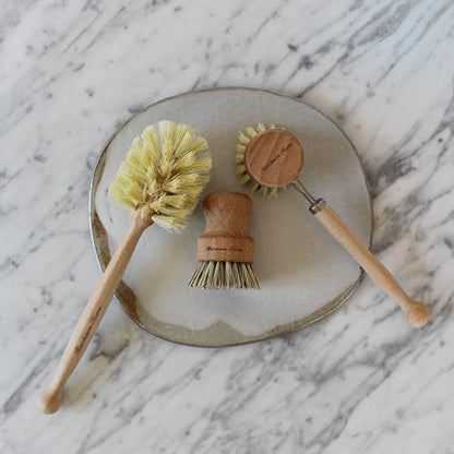 Murchison-Hume Compostable Dish Brush with Wooden Handle, Replaceable Scrubber Head, No Plastic Parts, All-Natural Materials Scrubbing Tool for Cleaning Pans, Pots, and Kitchen Sink, 8.3 inches