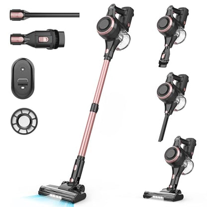 Vazone S22 Cordless Vacuum Cleaners for Home, 6 in 1 Lightweight Stick Vacuum with 45KPa Powerful Suction, Self-Standing Vacuum Cleaners Rechargeable Cordless Vacuum for Pet Hair