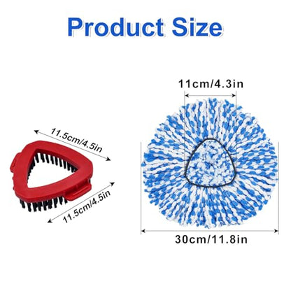Mop Head Replacement Compatiable with Ocedar RinseClean 2-Tank System, Mircofiber Mop Heads Refill and Scrub Brush for O Cedar Rinseclean Spin Mop, 6 Pack Mop Refills & 2 Scrub Head for Floor Cleaning - color: 6 Pieces Blue Heads & Base & Brush