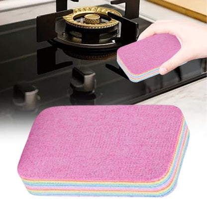 Multi-Layer Sponge Cloth, Microfiber Material, Pink, Peelable Sponge, Absorbent Scrubber, Compact Design, for Kitchen Bowl Dish Pot Household Bathroom Window - color: 12×7×2.2cm