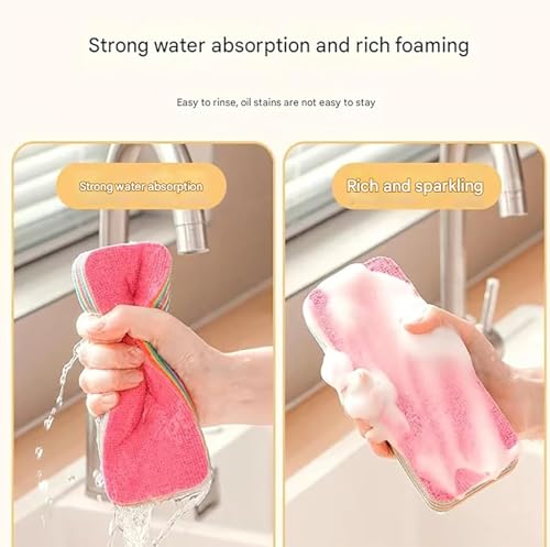 12 Layer Microfiber Sponge, Layered Sponge Rag, Microfiber Sponge Block, Peelable Microfiber Sponge Tearable Cloths, Non-Scratch Tearable Cloth Rag for Kitchen, Car Wash Towel (Large) - color: Large