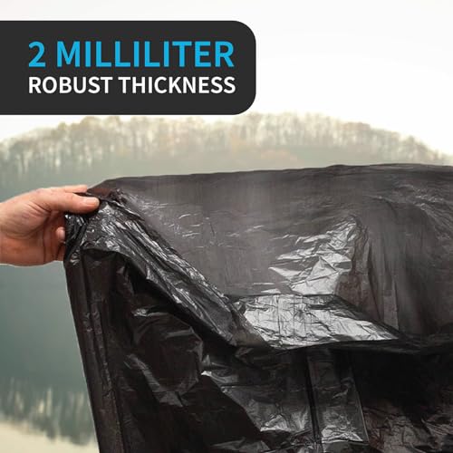 Industrial Grade 50 Count Black Trash Bags, 55-60 Gallon, 2.0 Mil, 36 x 58, Extra Strength, Heavy Duty, Tear and Puncture Resistant, No Ears, Unscented, Durable, No Ties, Made in USA - style: 55-60 Gal, 2.0 Mil, 50 Count, Black