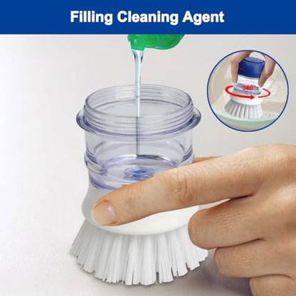 CELOX Soap Dispensing Dish Brush Set with Holder for Dishes