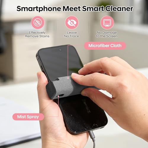 YTT Touchscreen Mist Cleaner, Screen Cleaner, for All Phones, Laptop and Tablet Screens,Two in One Spray and Microfiber Cloth (Grey) - color: Grey