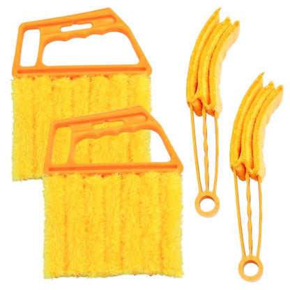 Car Window Venetian Blind Cleaner Duster Tool, 4PCS 7 Finger Vehicle Shutter Dusting Cleaning Brush, Handheld Automotive Duster Bristle Accessories for Air Conditioner Wood Blinds