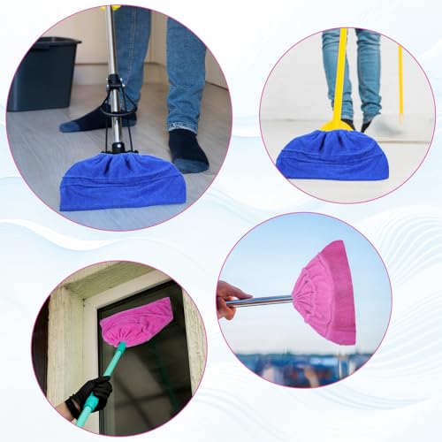 2PCS Mop Socks Broom Cloth Cover with Elastic Bands, Washable Broom Pads Baseboard Cleaner Tool, Multi-Purpose Reusable Mopping Cloth Replacement, Suitable for Pet Hair, Dust, Stains, Windows