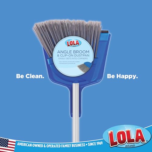 Angle Broom w/Dustpan, Indoor, 9.25" W Head, Smaller Style- Made w/Recycled Soda Bottles & Polished Aluminum Lightweight Handle, by LOLA, 1 Count - size: Aluminum Handle, style: Small Angle Broom w/ Dustpan