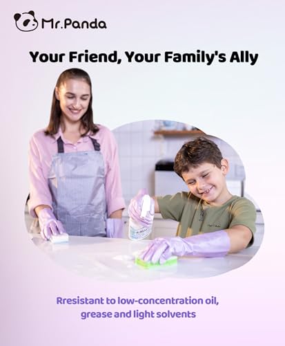 Mr.Panda Skin-Friendly Flocked Cotton Liner Cleaning Gloves Medium, Reusable Dishwashing Gloves for Washing Dishes, Kitchen, Shimmering Pink - size: Medium (Pack of 1)