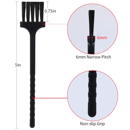 Detail Cleaning Brush for Tight Spaces | 6-Pack Tough Nylon Bristle for Coffee Grinder & Keyboard | Multi-Purpose Dusting Tool for Electronics, Shavers, & Small Appliances