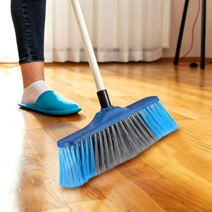 Soft Bristle Broom Head Replacement, Dark Blue Threaded Broom Refills for Household Floor Cleaning, Compatible Indoor and Outdoor Sweeping Accessory