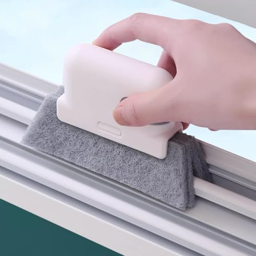 Window Track Cleaner Brush, Groove Cleaning Brush 2 in 1 Cleaner Tool Grip Brush for Window lides Gaps Tile Lines Shutter Car Vents,Gray - color: Gray
