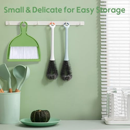 THINKLEARN 2PCS Small Broom and Dustpan Set, Mini Dust Pan and Brush, Hand Whisk for Pets, Kids, Desk, Home, Camping, Green Cleaning Supplies | Portable Brush Dustpan Combo Set, Green Cleaning Supplies - color: Green