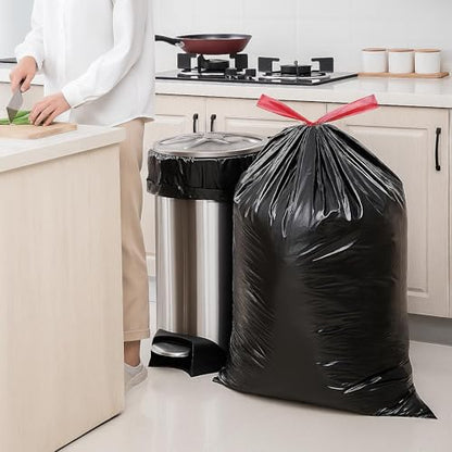 13 Gallon Drawstring Trash Bags (120 Count) – Black Garbage Bags, Leak & Tear Resistant, Tall Kitchen Trash Bags for Home, Office & Commercial Use, Odor Control – San Zooni