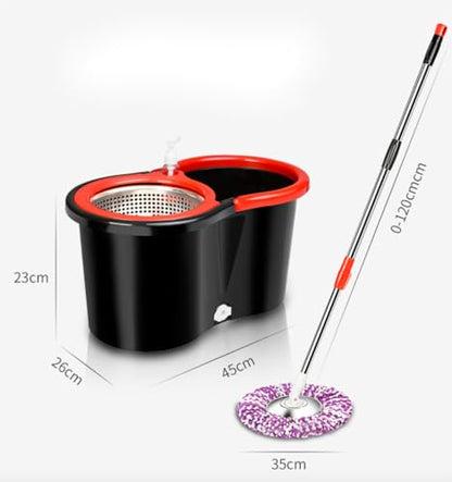 Spin Mop & Bucket Set with 2 Microfiber Mop Heads