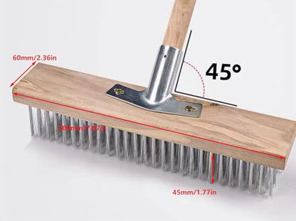 Wire Floor Brush Replacement Head Long Stiff Hair Stainless Steel Wire Brush Heavy Duty Outdoor Broom Head Deck Brush For Kitchen Bathroom Concrete Floor Patio Pavement Moss Tile Scrubbing Brush