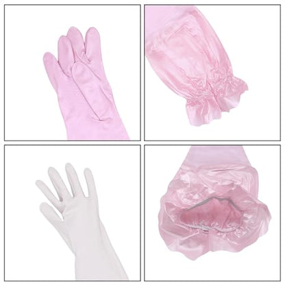 RARITYUS Household Kitchen Cleaning Gloves Waterproof Cotton Lined Dishwashing Non-Slip Long Cuff Gloves - color: Pink (Length 20.5'')