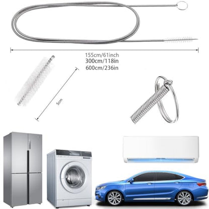 Car Drain Dredge Cleaning Scrub Brush, 150cm Flexible Auto Sunroof Drain Cleaning Tool with 2Pcs 7.9in Cleaning Brush, Flexible Tube Cleaning Brush for Car, ac, Home Kitchen (1Pcs, 60in) - color: 1pcs, size: 60in