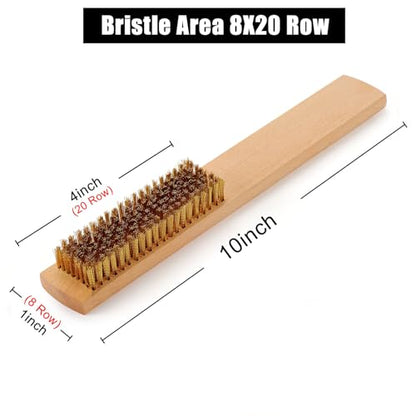 MAXMAN Brass Brush 3Pcs, Soft Brass 8 Rows 20 Bristles Wire Brush for Cleaning Metal Rust, Welds, Home and Kitchen, Wire Scratch Brushes with 10" Beechwood Handle - style: 8 rows 20 bristles 3PCS