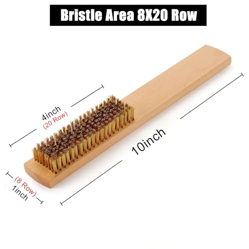 MAXMAN Brass Brush, Soft Brass Bristles Wire Brush for Cleaning Metal Rust, Welds, Home and Kitchen, Wire Scratch Brushes with 10" Beechwood Handle - style: 8 rows 20 bristles 1PCS