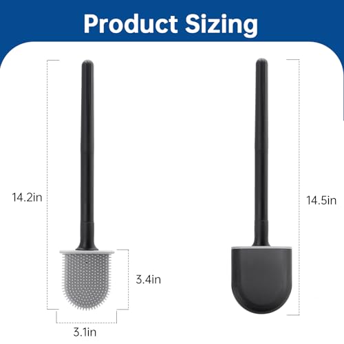 RV Essentials, RV Toilet Brush Black– Camper Must Have Silicone Toilet Brush for Travel Trailer, Wall Mounted Toilet Brush-Anti-Roll, Anti-Drip Design, Camper Must Haves
