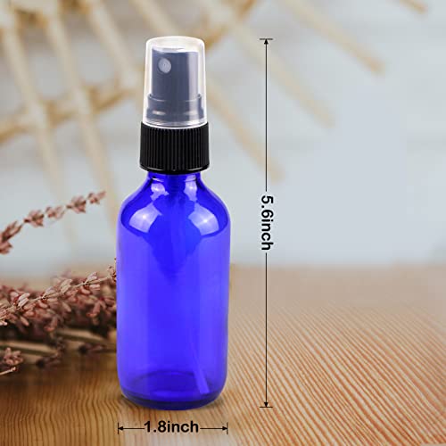 Wedama 4 oz Mini Glass Spray Bottles, Empty Small Spray Bottles with Funnel Dropper, Fine Mist for Hair, Travel, Plants, Cleaning Solutions and Skin Care (4 Pack Blue) - color: Blue, size: 4 Ounce (Pack of 4)